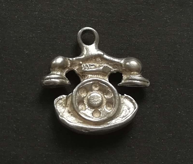 STERLING SILVER CHARM TELEPHONE 12X12MM 2.2 GRAMS