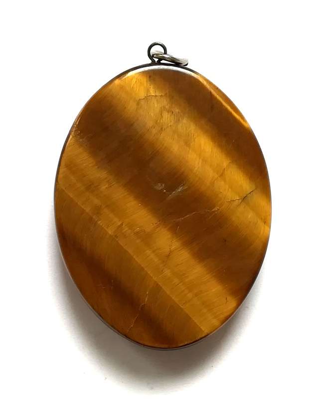 LARGE TIGER EYE PENDANT 32X42MM