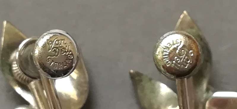 STERLING SILVER AND BLUE GLASS? VAN DELL EARRINGS 10X20MM