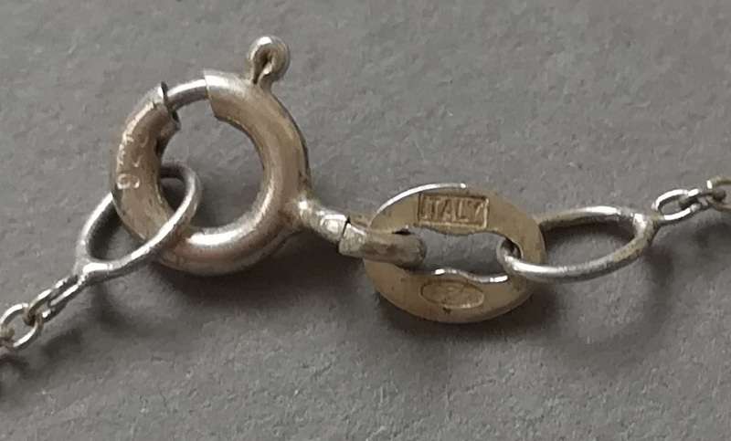STERLING SILVER ITALY CHAIN WITH DROP PENDANT 410X10X8MM 1.4 GRAMS