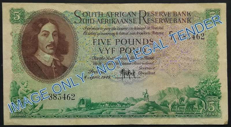 MH DE KOCK 1949 5 POUNDS NOTE C7