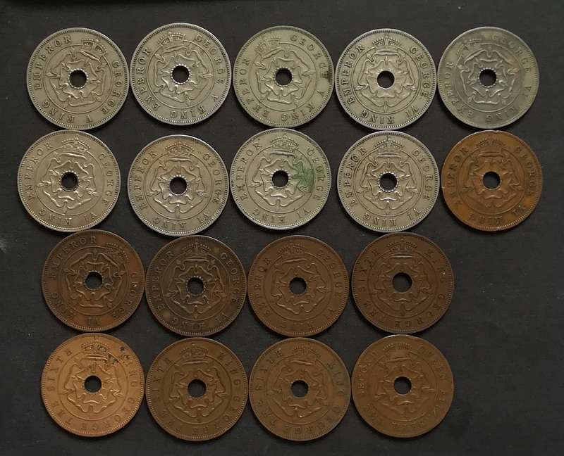 SOUTHERN RHODESIA 1934 TO 1954 PENNY - ALL DATES (18 COINS) BOTH 1942'S