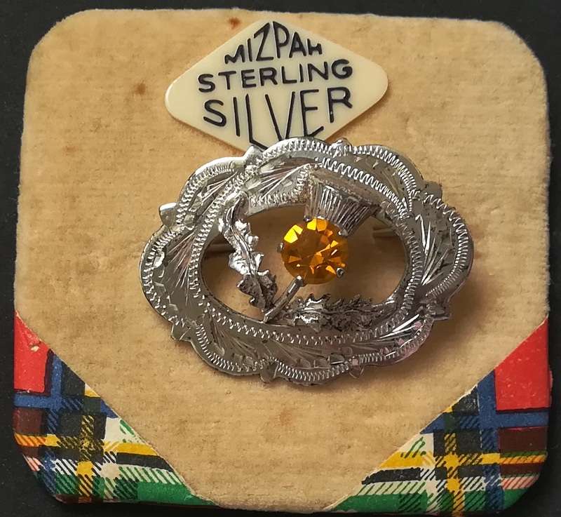 STERLING SILVER MIZPAH SCOTTISH THISTLE  BROOCH 35X22MM