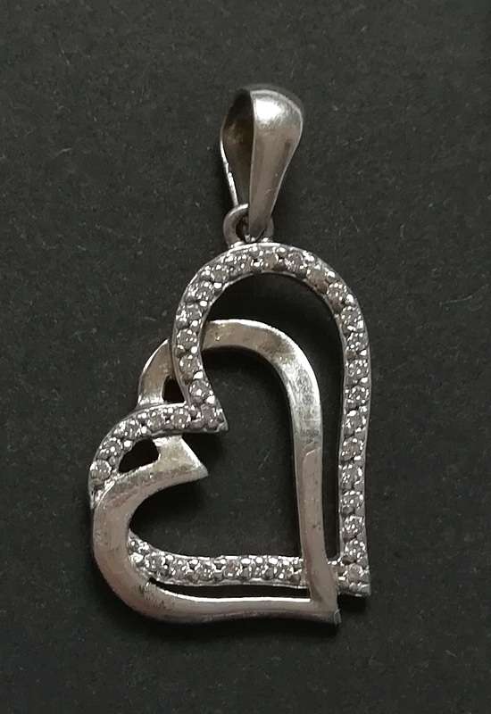 STERLING SILVER DOUBLE HEART PENDANT 15MMX20MM