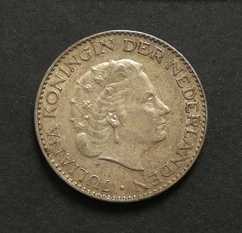 NETHERLANDS 1955 1 GULDEN SILVER