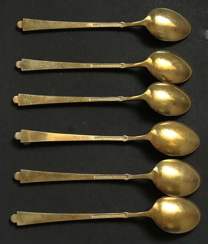 DENMARK STERLING SILVER *EGON LAURIDSEN-COPENHAGEN* HARLEQUIN COFFEE SPOONS 95MM 51.5 GRAMS