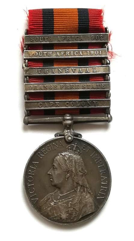 QUEENS SOUTH AFRICA MEDAL FULL SIZE 5 CLASPS 5823 SPR W FELL WND PTP RE