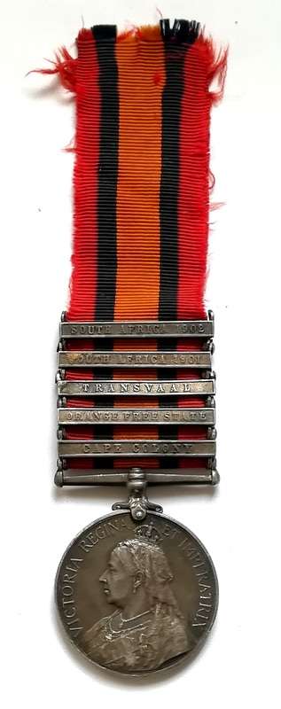 QUEENS SOUTH AFRICA MEDAL FULL SIZE 5 CLASPS 5823 SPR W FELL WND PTP RE