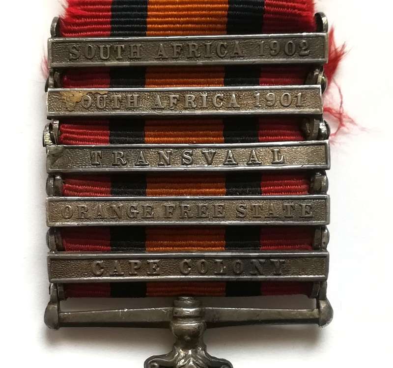 QUEENS SOUTH AFRICA MEDAL FULL SIZE 5 CLASPS 5823 SPR W FELL WND PTP RE