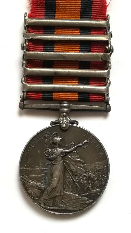 QUEENS SOUTH AFRICA MEDAL FULL SIZE 5 CLASPS 5823 SPR W FELL WND PTP RE