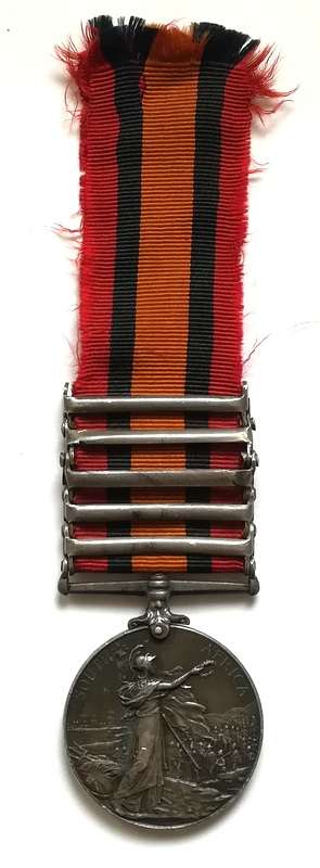 QUEENS SOUTH AFRICA MEDAL FULL SIZE 5 CLASPS 5823 SPR W FELL WND PTP RE