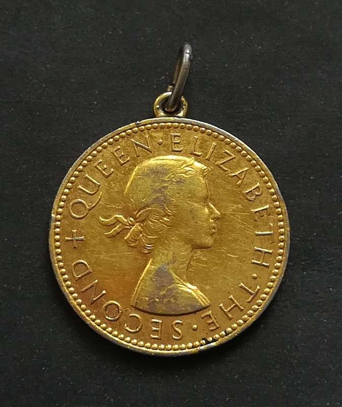 RHODESIA AND NYASALAND 1956 SHILLING *GOLD PLATED* PENDANT