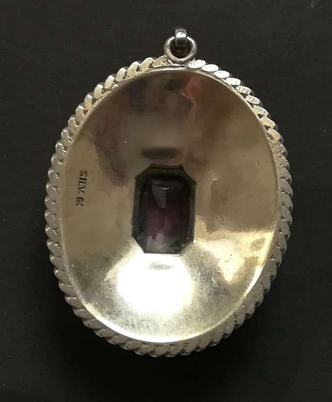 STERLING SILVER AND RHINESTONE PENDANT 17.8 GRAMS 32X44MM