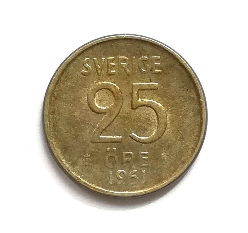 SWEDEN 1961 SILVER 25 ORE