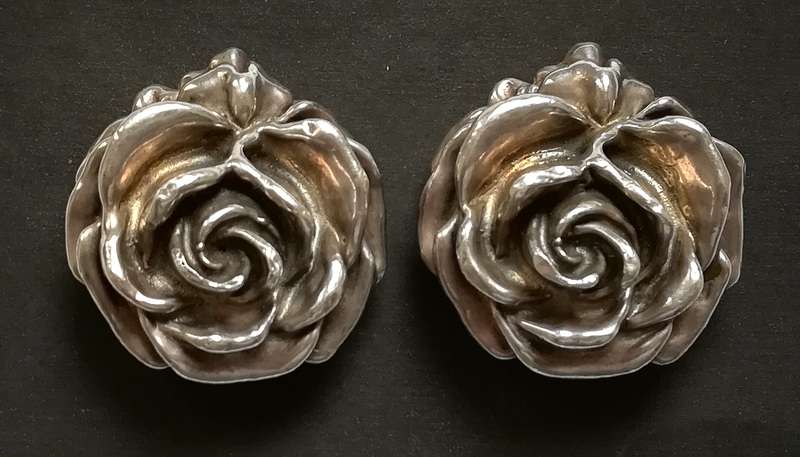 STERLING SILVER ROSES EARRINGS 35MM 20.7G