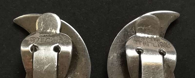SIAM STERLING SILVER + ENAMEL EARRINGS 5.7G 15X20MM