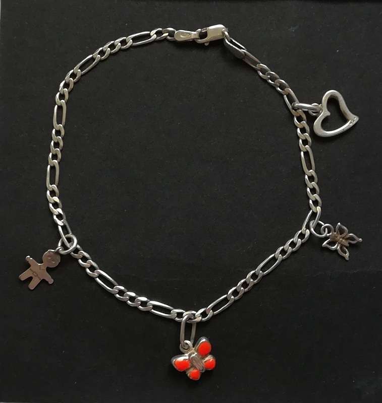 STERLING SILVER CHARM BRACELET 4.4G 190MM