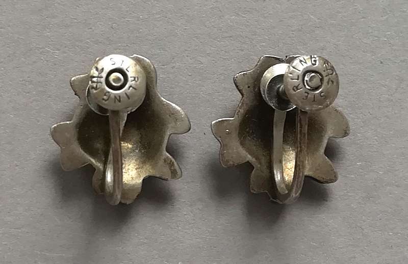 STERLING SILVER AND MARCASITE EARRINGS 3.5 GRAMS 12X12MM