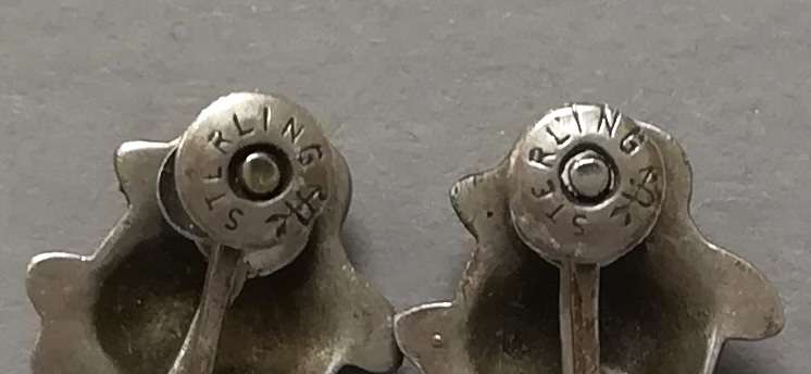 STERLING SILVER AND MARCASITE EARRINGS 3.5 GRAMS 12X12MM