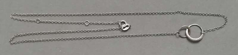 STERLING SILVER CHAIN *2 RINGS* 420MM 1.3 GRAMS