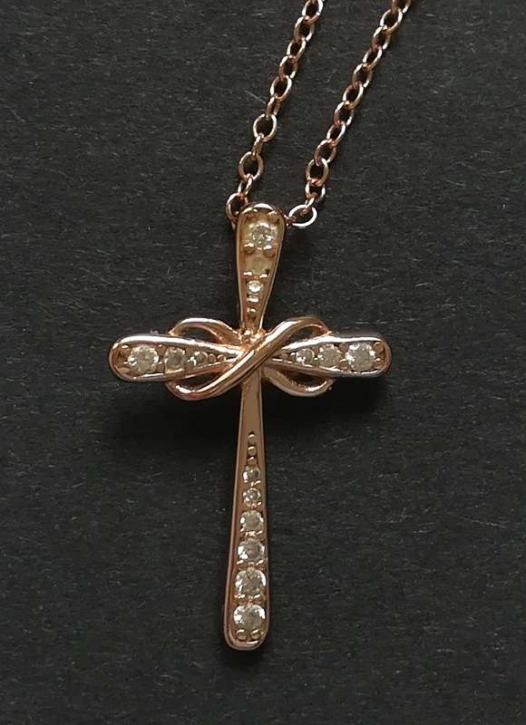 GOLD PLATED  STERLING SILVER CHAIN 400MM + CROSS PENDANT 15X24MM 2.7 GRAMS