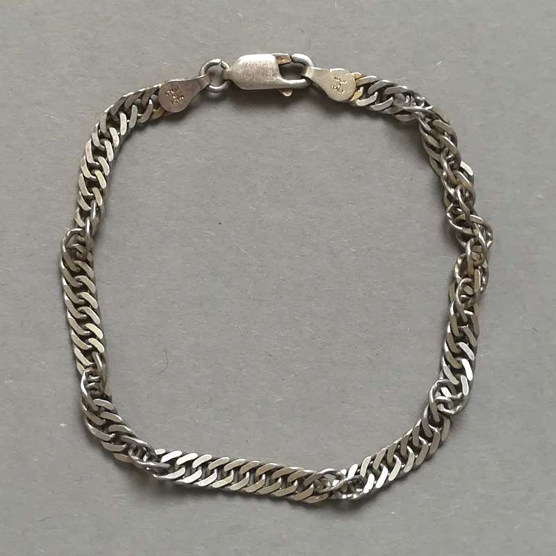 STERLING SILVER TWISTED CHAIN BRACELET 180MM 5 GRAMS