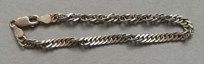 STERLING SILVER TWISTED CHAIN BRACELET 180MM 5 GRAMS