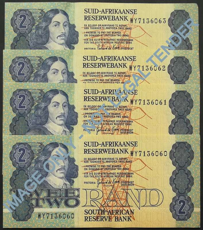GERHARD DE KOCK 2 RAND 3RD ISSUE REP.4 NOTES SEQUENCE *PAPER CLIP MARKS*