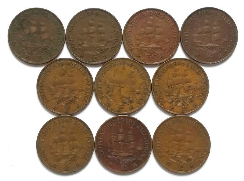 UNION PENNY 1940 TO 1950 ALL DATES **NO 1947** (10 COINS)