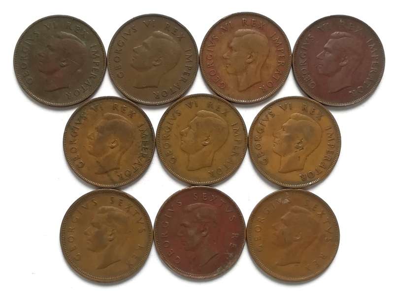 UNION PENNY 1940 TO 1950 ALL DATES **NO 1947** (10 COINS)
