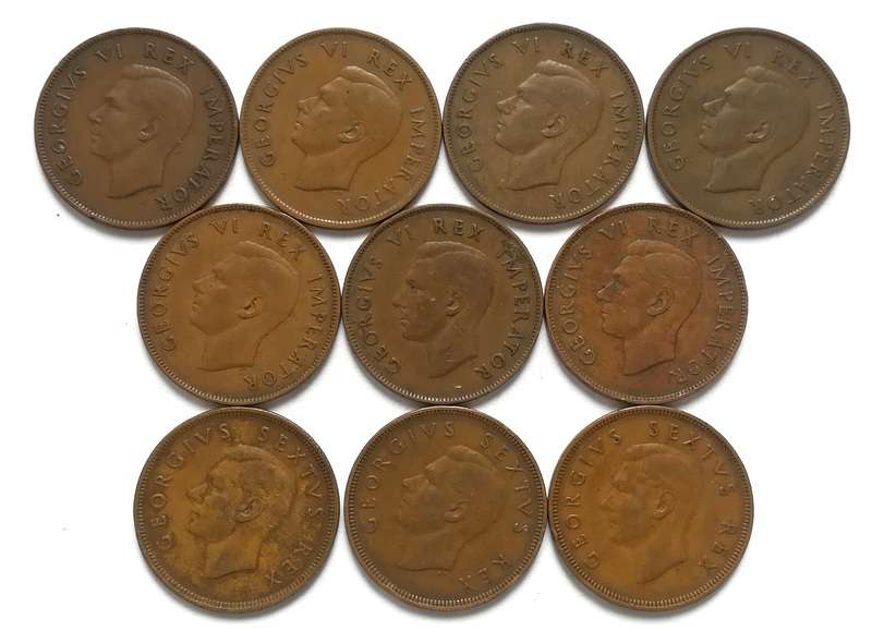 UNION PENNY 1940 TO 1950 ALL DATES **NO 1947** (10 COINS)