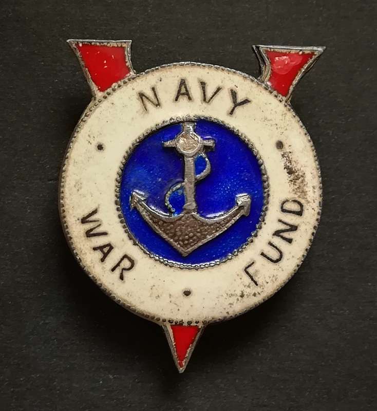 WW2 STERLING SILVER NAVY WAR FUND PIN/BADGE 25X32MM