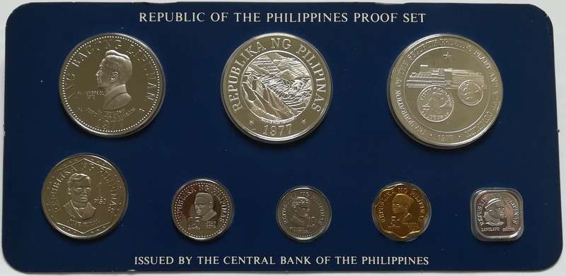 1977 PHILIPPINES PROOF SET WITH COA 50+25 PISO SILVER
