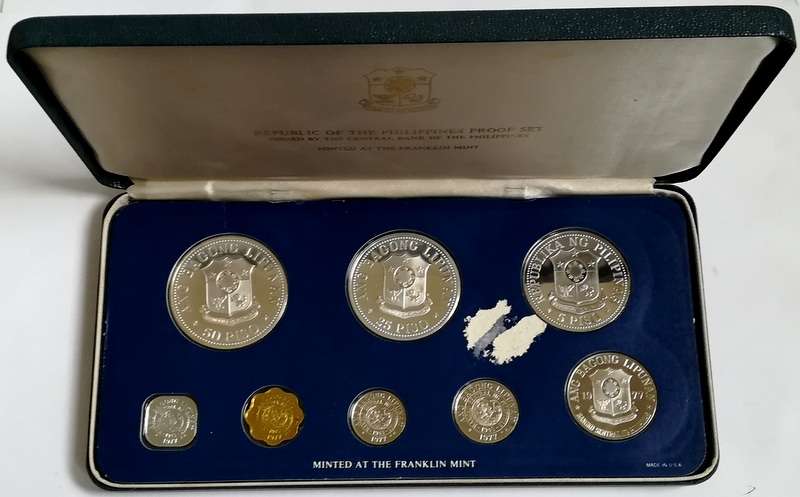 1977 PHILIPPINES PROOF SET WITH COA 50+25 PISO SILVER