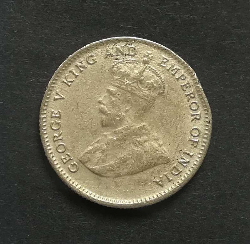 HONG KONG 1935 SILVER 5 CENTS *RIM DING*