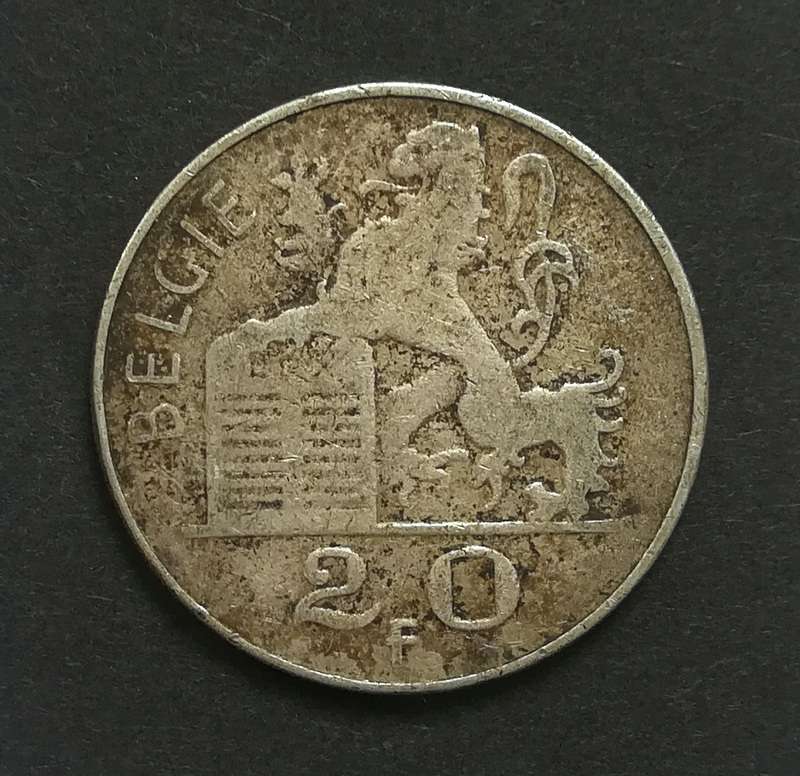 BELGIUM SILVER 1953 20 FRANCS