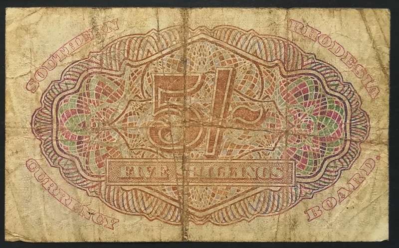 SOUTHERN RHODESIA 1943 5 SHILLINGS NOTE **FILLER**