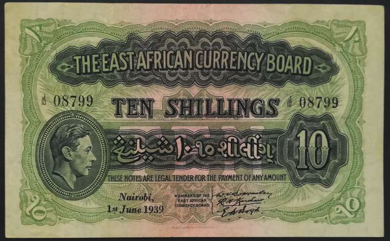 1939 THE EAST AFRICAN URRENCY BOARD 10 SHILLINGS NOTE