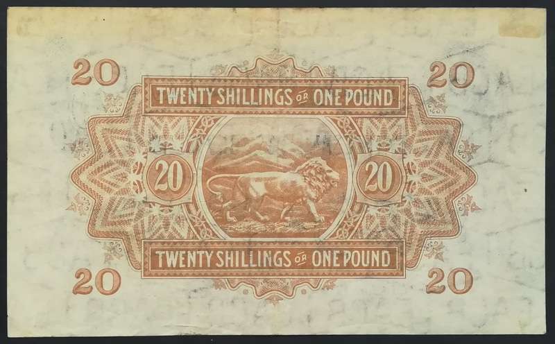 1939 THE EAST AFRICAN URRENCY BOARD 20 SHILLINGS NOTE