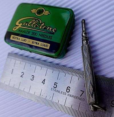 GALLOTONE NEEDLE TIN AND CHATELAINE PENCIL