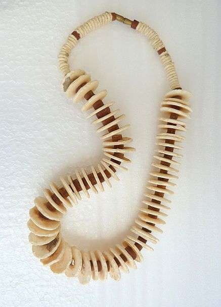 Antique Big Ostrich Shell Necklace. OLD TRIBAL ART.