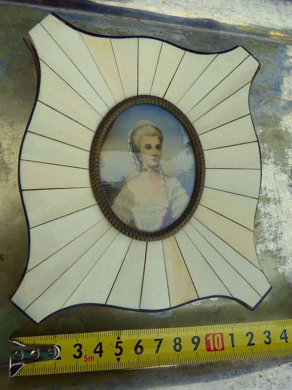 VICTORIAN PORTRAET OF A LADY. BONE AND TORTOISE FRAME.