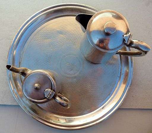 HISTORICAL : FROM FORMER FAMOUS AVALON HOTEL.DURBAN. COFFEE AND TEA POT ON TRAY. T.P. SHEFFIELD