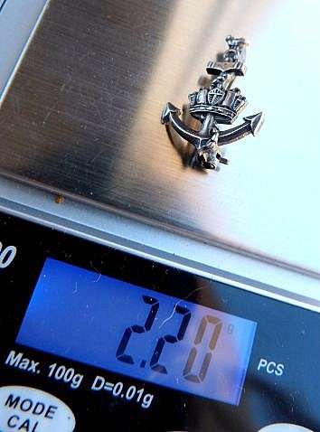 ANCHOR BROOCH OR BADGE.STERLING SILVER. HIGHLY DETAILED