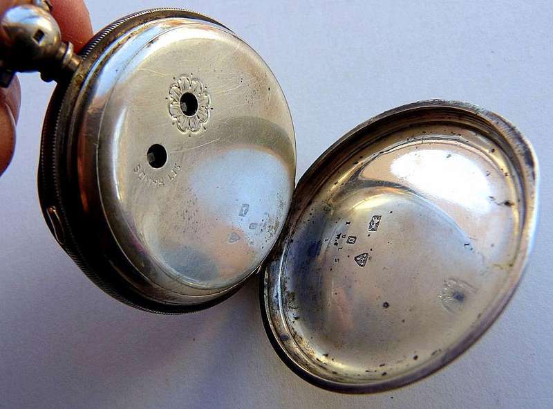 ANTIQUE POCKET WATCH, 1915. STERLING SILVER. "PATENT CHRONOGRAPH" REGISTERED.