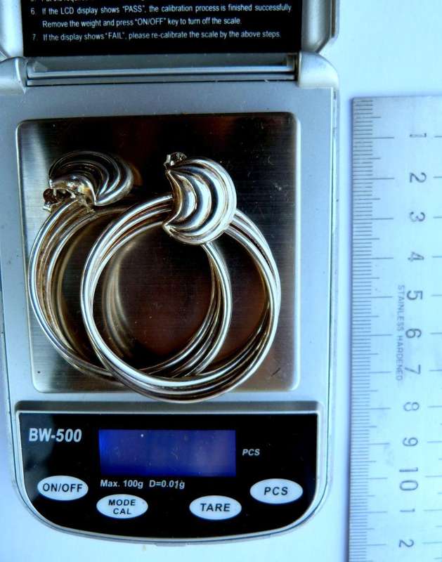 VINTAGE SILVER LOOP EARRINGS. ATTRACTIVE, BIG AND BEAUTIFUL. 14 g