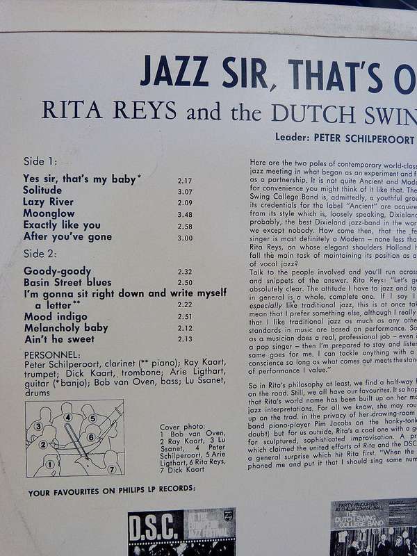 JAZZ SIR THAT'S OUR BABY. VINYL LP. RITA REYS AND THE DUTCH SWING COLLEGE BAND