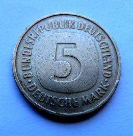 COIN, 5 DEUTSCHE MARK. 1975