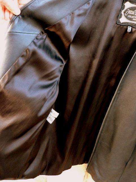 NAPPA SUPER SOFT GENUINE LEATHER JACKET, BLACK/CHARCOAL. SIZE 44/42