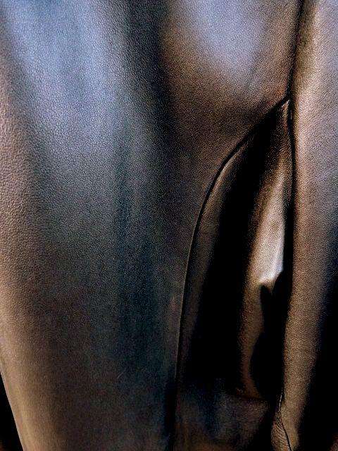NAPPA SUPER SOFT GENUINE LEATHER JACKET, BLACK/CHARCOAL. SIZE 44/42